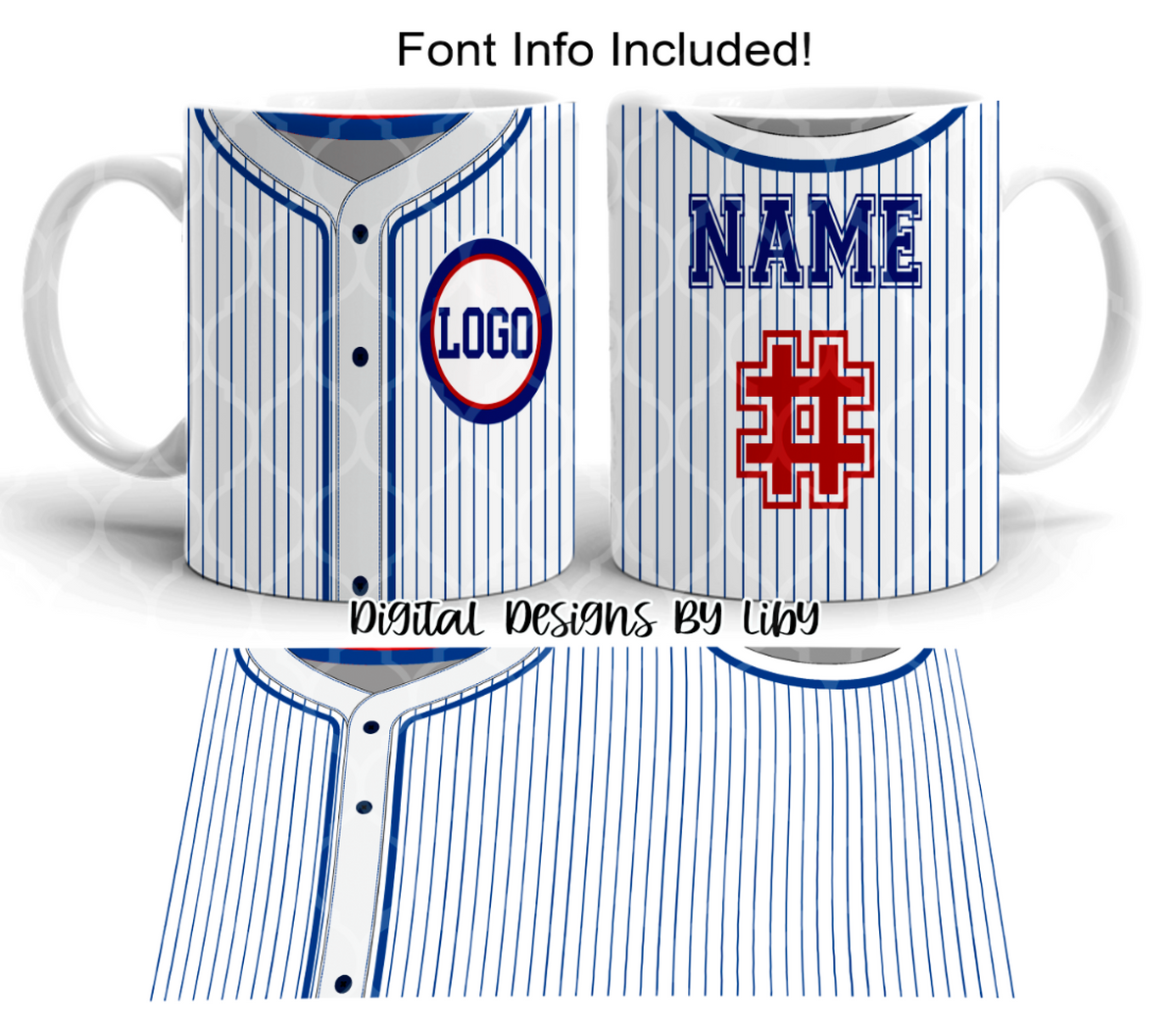 BASEBALL SPORTS JERSEY Black Stripes 20oz SKINNY TUMBLER & MUG – Digital  Designs by Liby