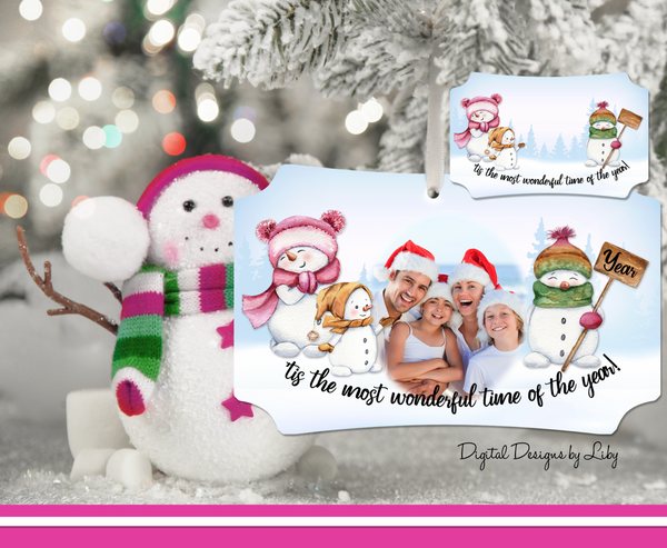 WONDERFUL TIME OF YEAR SNOWMEN - Bench +  Berlin, Benelux & Rectangle Christmas Ornaments PNG Sublimation Designs