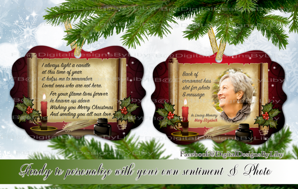 CHRISTMAS CANDLE ORNAMENT (For rectangular ornaments)