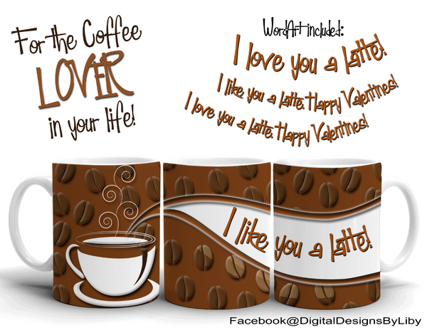 COFFEE LOVERS Mug Template + Bonus WordArt!