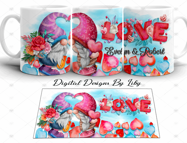 LOVE GNOMES 20oz SKINNY, MUG & 12x12 Design