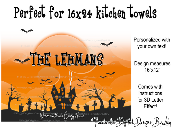 HAUNTED HOUSE TOWEL DESIGN + Bonus WordArt Instructions