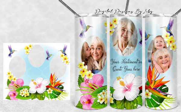 HUMMINGBIRD & HISBISCUS PHOTO SLOT 20oz SKINNY TUMBLER