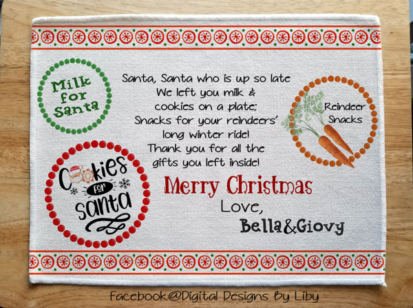 MILK & COOKIES FOR SANTA (2 Placemat Designs Ready to Personalize)