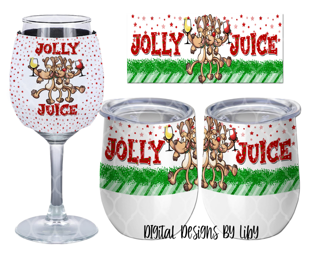 REINDEER JOLLY JUICE Wine Tumbler, Wine Set & Wine Sleeve Bundle – Digital  Designs by Liby
