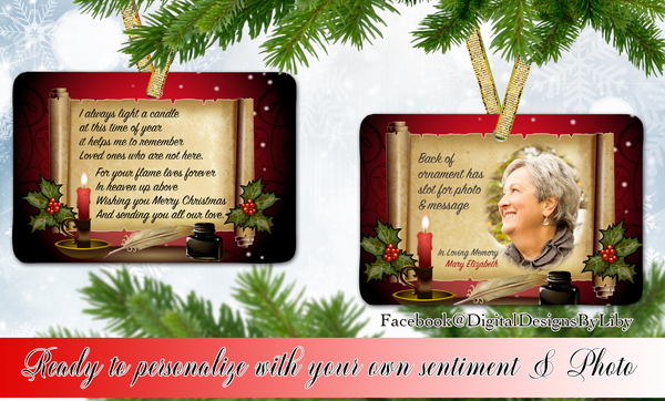 CHRISTMAS CANDLE ORNAMENT (For rectangular ornaments)