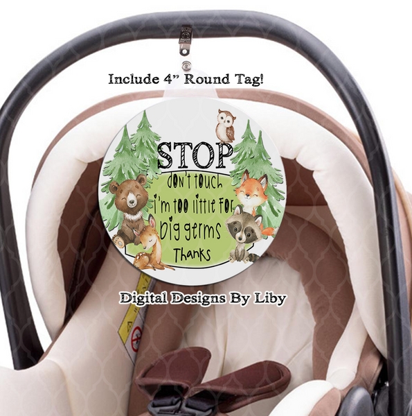TOO LITTLE FOR BIG GERMS Sippy, Baby Bottle, 10x10 Design & Round Stroller Tag