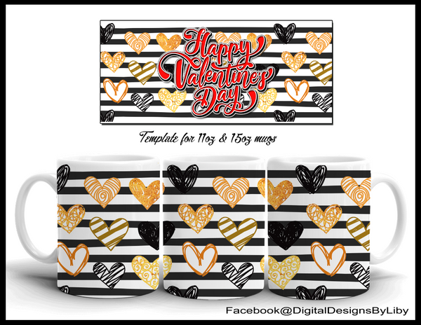 VALENTINES HEARTS Mug Template (2 Designs)