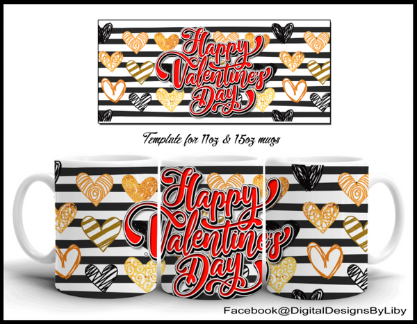 VALENTINES HEARTS Mug Template (2 Designs)