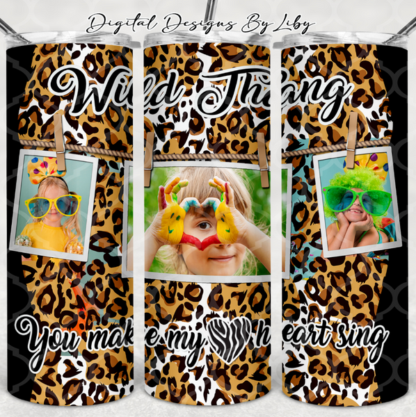 WILD THANG LEOPARD PRINT PHOTO TUMBLER 20oz SKINNY (WordArt Separate)