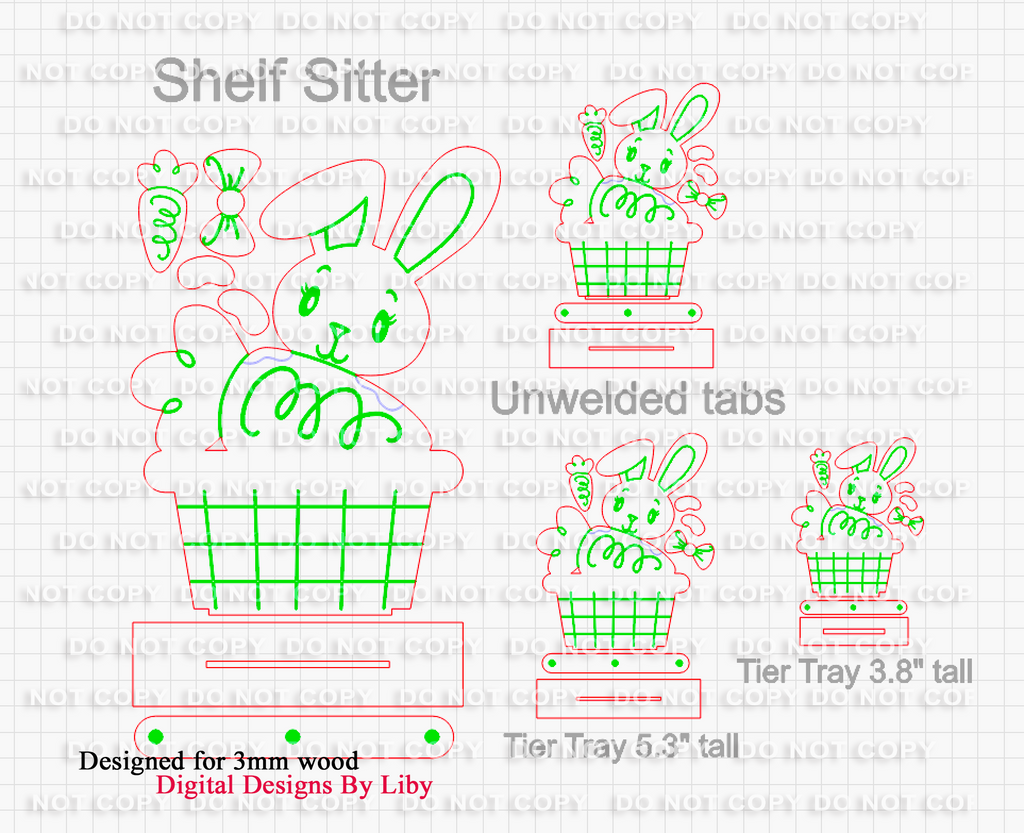 CARROT HOP GIRL BUNNY Tier Tray & Shelf Sitter 3D Layered Laser Cut Ready Vector Designs for Spring and Easter