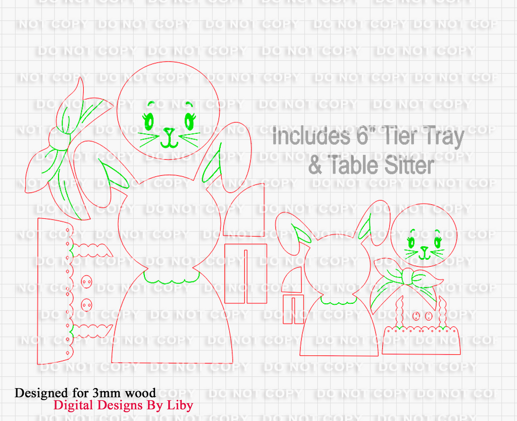 CARROT HOP BUNNY FAMILY Tier Tray & Shelf Sitter 3D Layered Laser Cut Ready Vector Designs for Spring and Easter