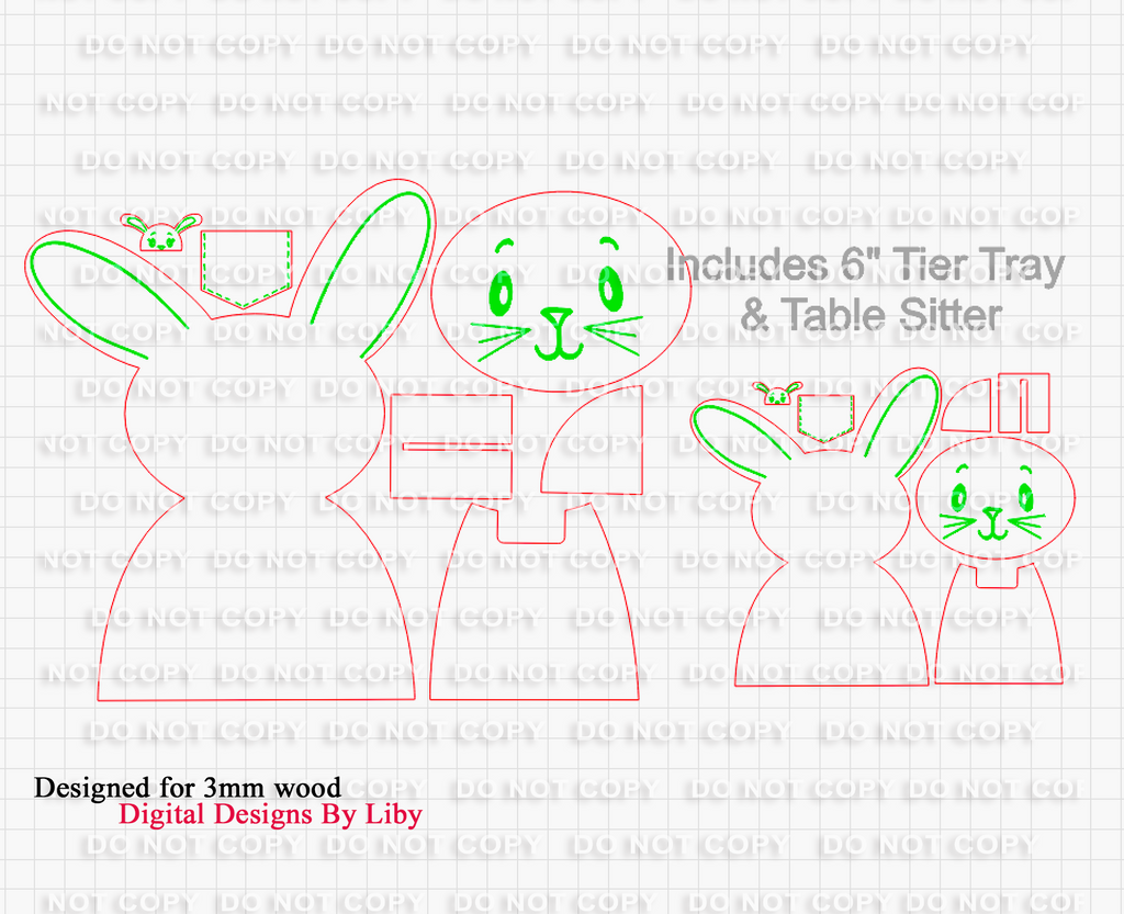 CARROT HOP BUNNY FAMILY Tier Tray & Shelf Sitter 3D Layered Laser Cut Ready Vector Designs for Spring and Easter