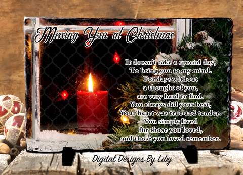 Missing You At Christmas Candle Slate