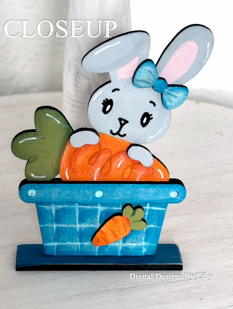 CARROT HOP GIRL BUNNY Tier Tray & Shelf Sitter 3D Layered Laser Cut Ready Vector Designs for Spring and Easter