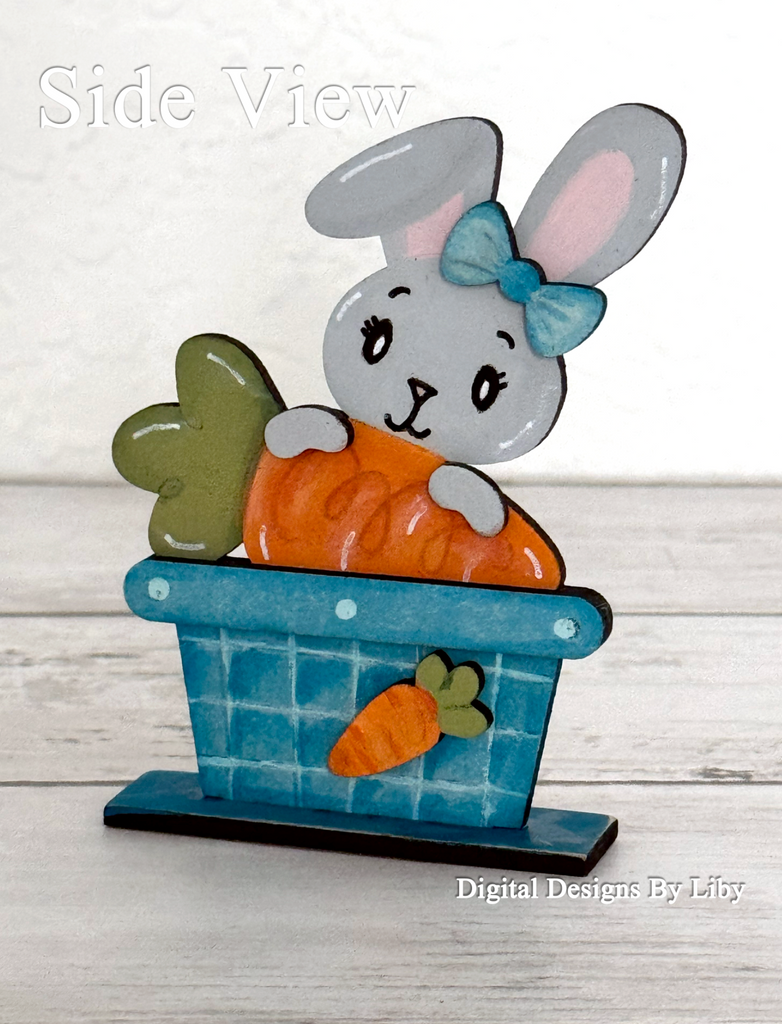 CARROT HOP GIRL BUNNY Tier Tray & Shelf Sitter 3D Layered Laser Cut Ready Vector Designs for Spring and Easter