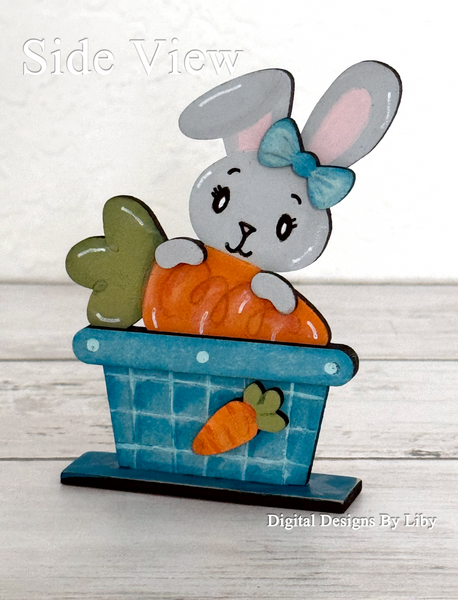 CARROT HOP GIRL BUNNY Tier Tray & Shelf  Sitter 3D Layered Laser Cut Ready Vector Designs for Spring and Easter