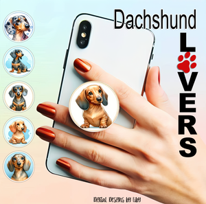 DACHSHUND LOVERS Pop Socket Design, 6 PNG Sublimation ready Designs for Phone Pop Sockets