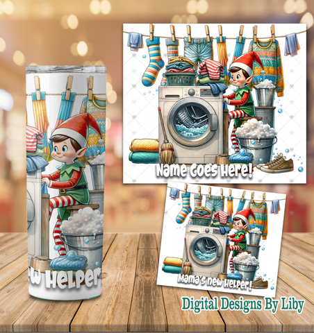 MAMA'S LAUNDRY Elf Helper 20oz Tumbler PNG Sublimation Design