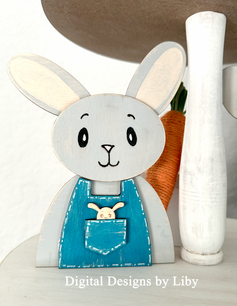 CARROT HOP BUNNY FAMILY Tier Tray & Shelf  Sitter 3D Layered Laser Cut Ready Vector Designs for Spring and Easter