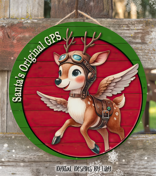 REINDEER SANTA'S ORIGINAL GPS Ornament & 14" Flex Design PNG Sublimation, Flying GPS Reindeer