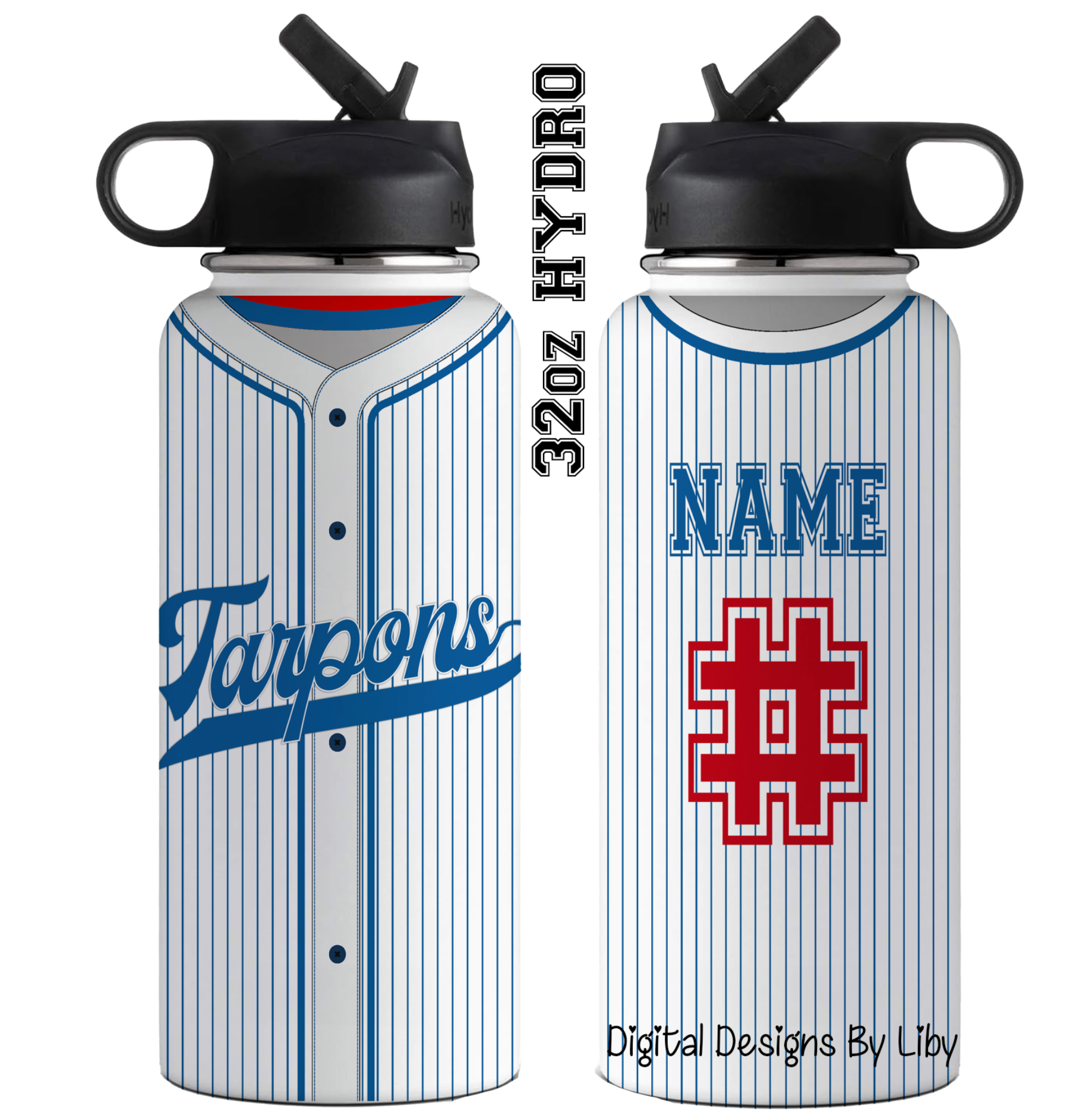 BASEBALL SPORTS JERSEY Royal Stripes 32oz Hydro