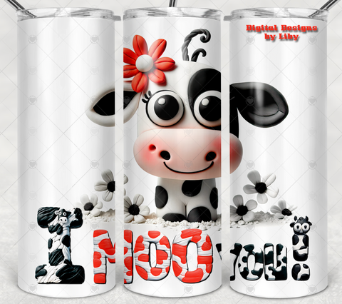 I MOO YOU COW 20oz skinny & 12x12 Sublimation PNG Design for Mugs, T-shirts, Pillows & more!
