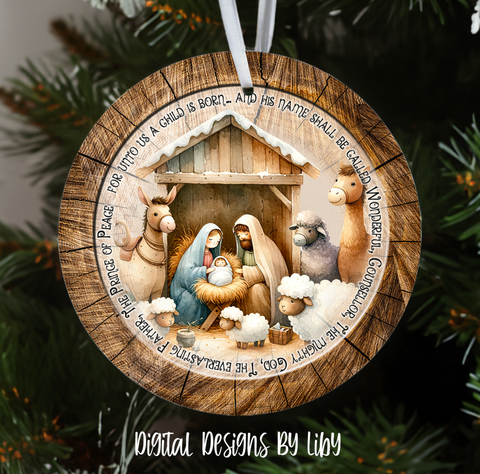 A CHILD IS BORN Ornament & 12" Flex Design PNG Sublimation, Nativity Christmas Design