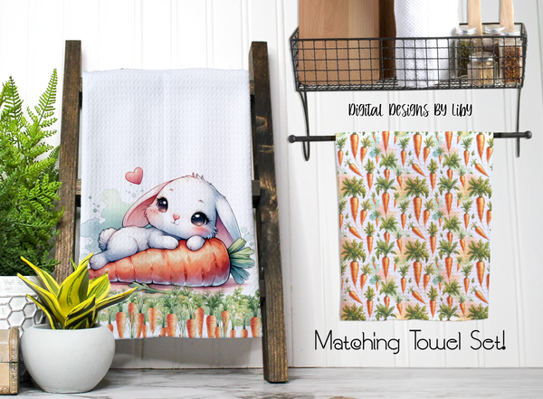 Carrot Loving Bunny MEGA BUNDLE (Tumbler Wraps, Yeti Wrap , Mug & Towel PNG Designs for Sublimation and WaterSlide)