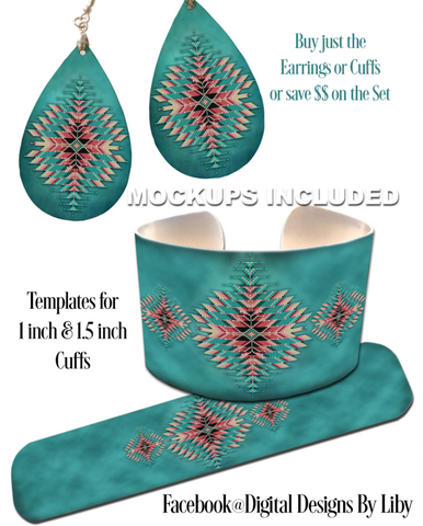 TURQOUISE GEOMETRIC BEADS **Choose Earrings or Cuffs or Save $$ on the Set**
