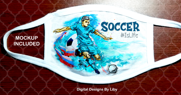 SOCCER-FOOTBALL IS LIFE (Full & Center Designs LIGHT & Dark Skin Players - 4 Soccer, 4 Football)
