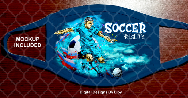 SOCCER-FOOTBALL IS LIFE (Full & Center Designs LIGHT & Dark Skin Players - 4 Soccer, 4 Football)