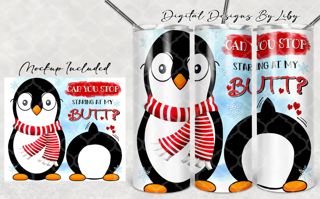 STOP STARING PENGUIN 20oz SKINNY TUMBLER & MUG Designs