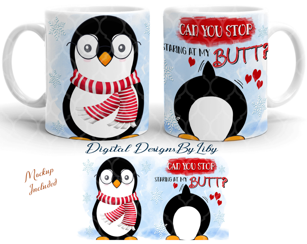 STOP STARING PENGUIN 20oz SKINNY TUMBLER & MUG Designs