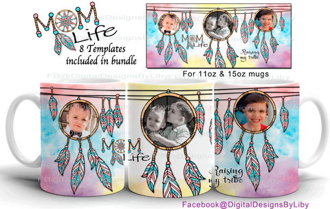 BOHO Mom Life Mug Templates (8 designs)