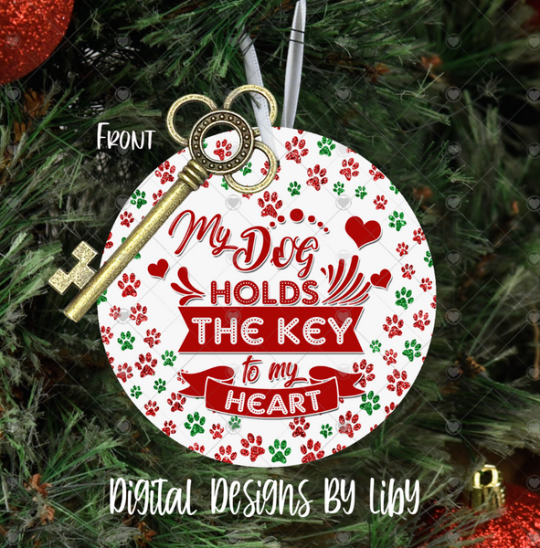 KEYS TO MY HEART DOGS Paw &  Round Ornaments (2-Sided)
