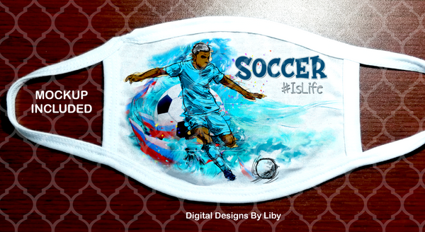 SOCCER-FOOTBALL IS LIFE (Full & Center Designs LIGHT & Dark Skin Players - 4 Soccer, 4 Football)