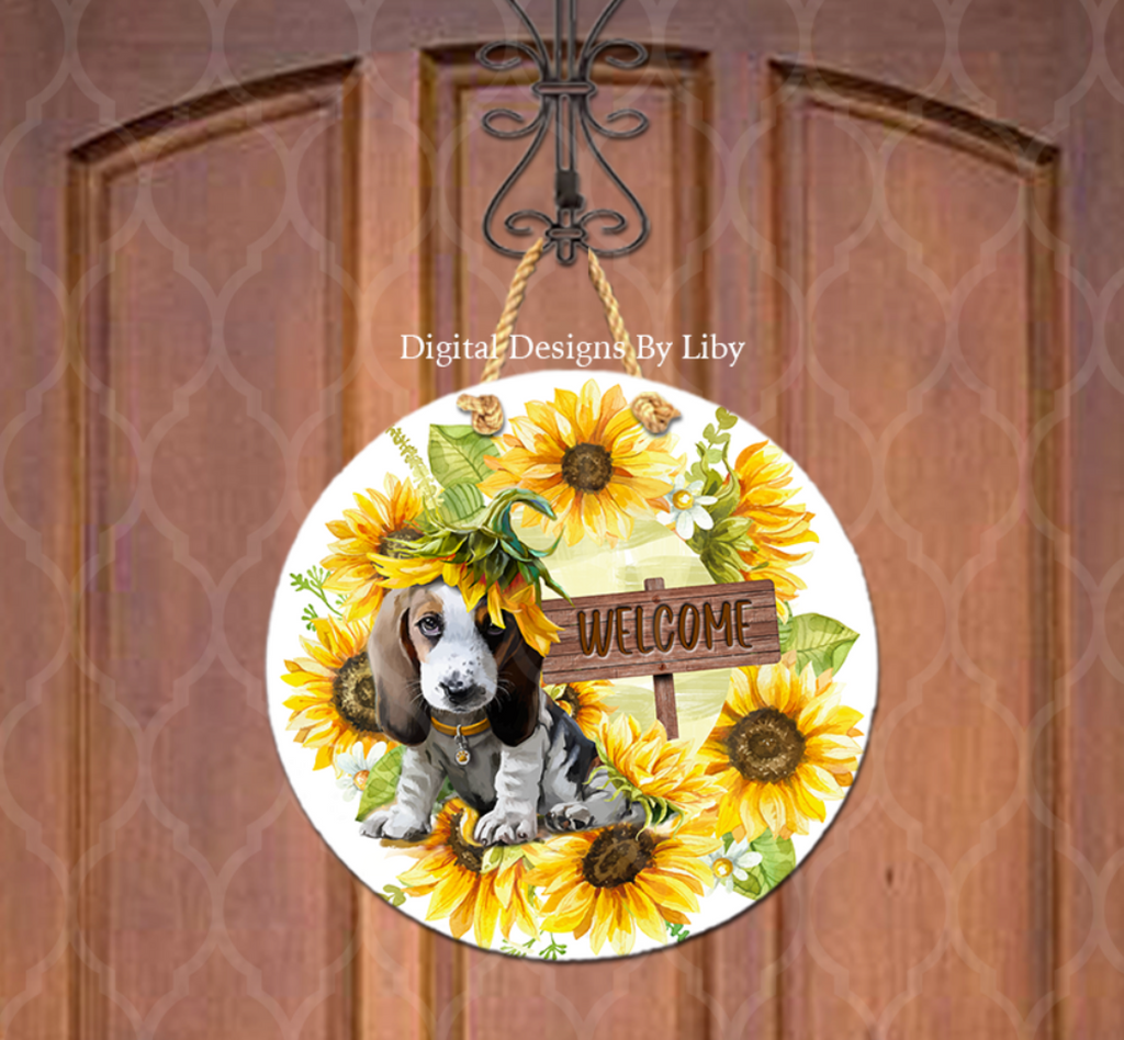 SUNFLOWER PUPPY BEAGLE MEGA BUNDLE (Skinny Tumbler, Mug, Door Mat, Garden Flag, Door Sign & More))