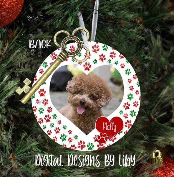 KEYS TO MY HEART DOGS Paw &  Round Ornaments (2-Sided)
