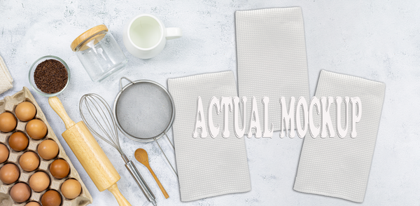 3 TOWELS on Baking Counter PNG MOCKUP