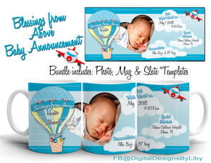 Blessings From Above Baby Boy Announcement Bundle