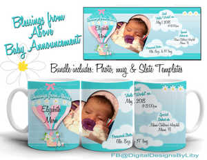 Blessings From Above Baby Girl Announcement Bundle