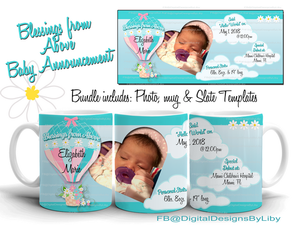 Blessings From Above Baby Girl Announcement Bundle