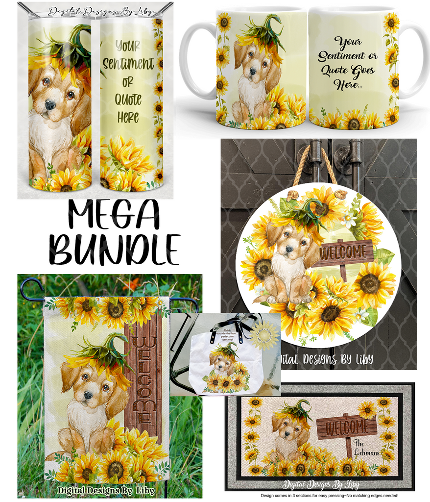 SUNFLOWER LABRADOR MEGA BUNDLE (Skinny Tumbler, Mug, Door Mat, Garden Flag, Door Sign & More)