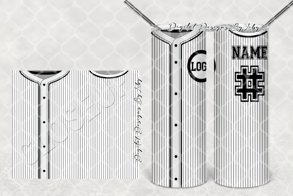BASEBALL SPORTS JERSEY Black Stripes 20oz SKINNY TUMBLER & MUG – Digital  Designs by Liby
