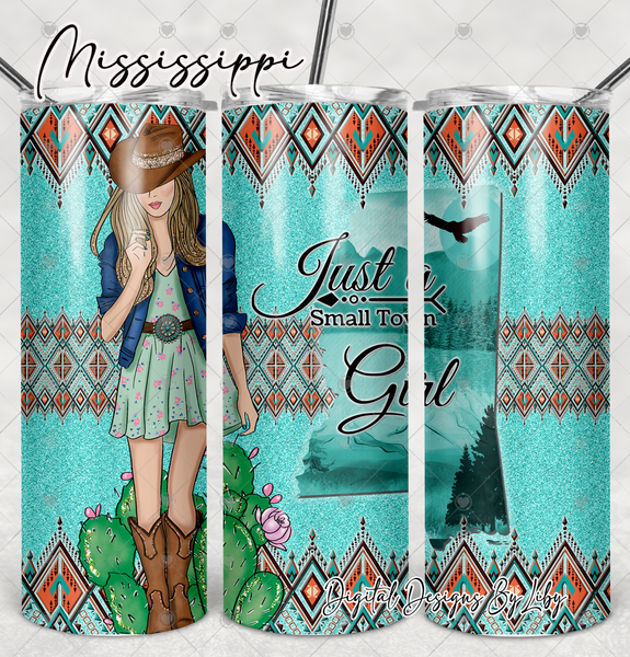 BOHO Small Town Girl- MISSISSIPPI 20oz Skinny tumbler sublimation design (Blonde, Brunette & Dark Skin Girls)