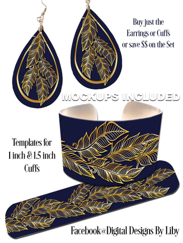 BOHO CHIC NAVY GOLD **Choose Earrings or Cuffs or Save $$ on the Set**
