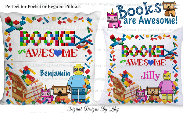 BOOKS ARE AWESOME (2 Pillow Designs for Boys & Girls)