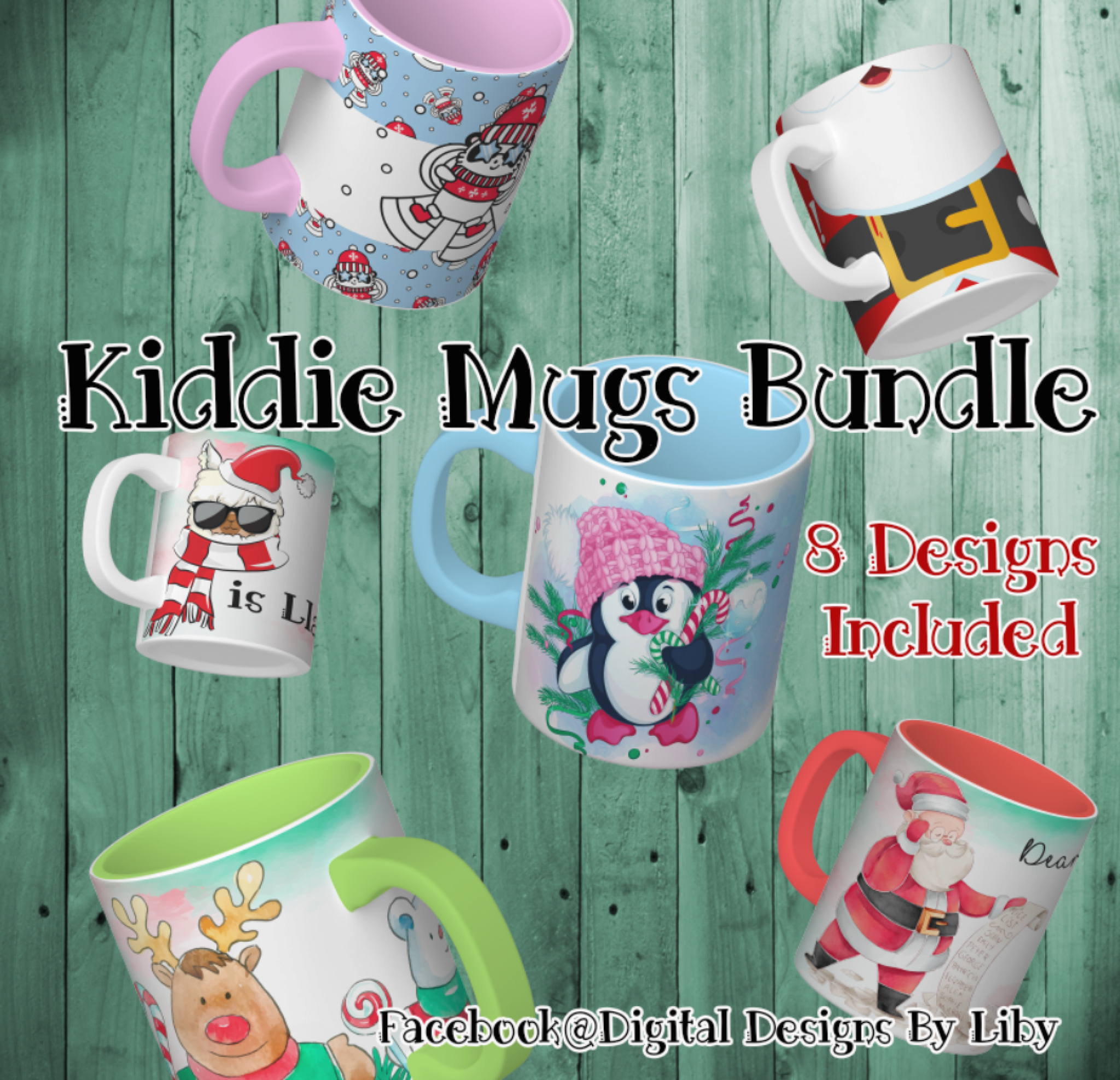 KIDDIE CHRISTMAS MUG BUNDLE (6 Fun Designs Just for Kids)