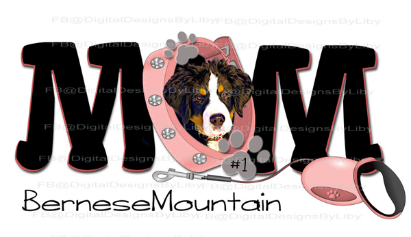 DOG MOM LARGE BREEDS w Pink & Blue Collars {14 Breeds to choose from}